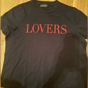 AMIRI Black Short Sleeve 'LOVERS' Tee with Red Logo